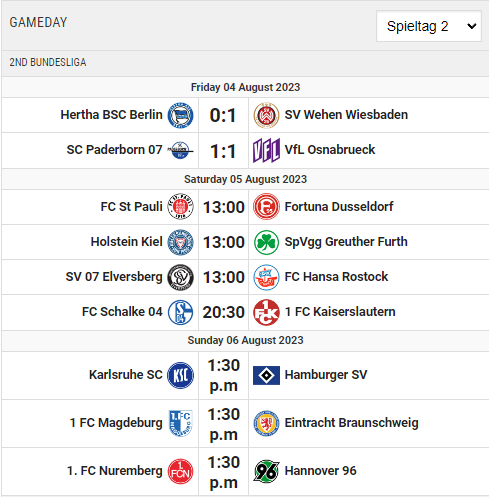 Scores/Timetable