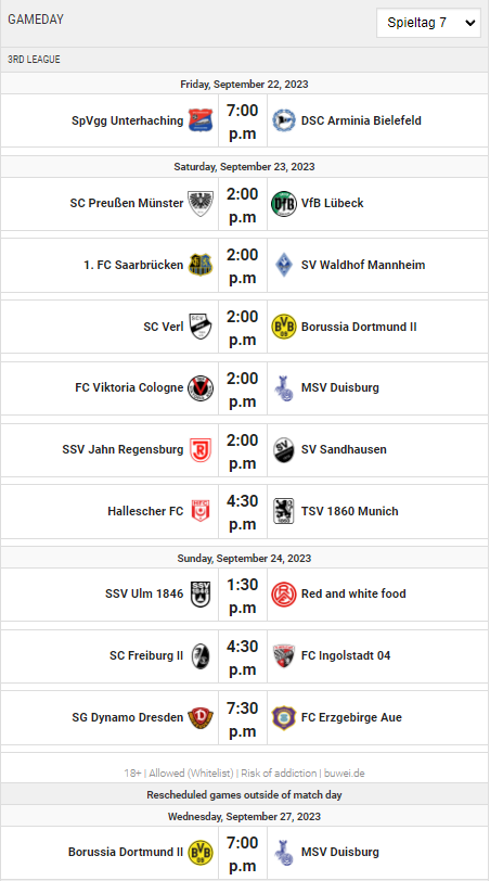 Timetable