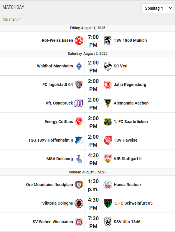 Timetable